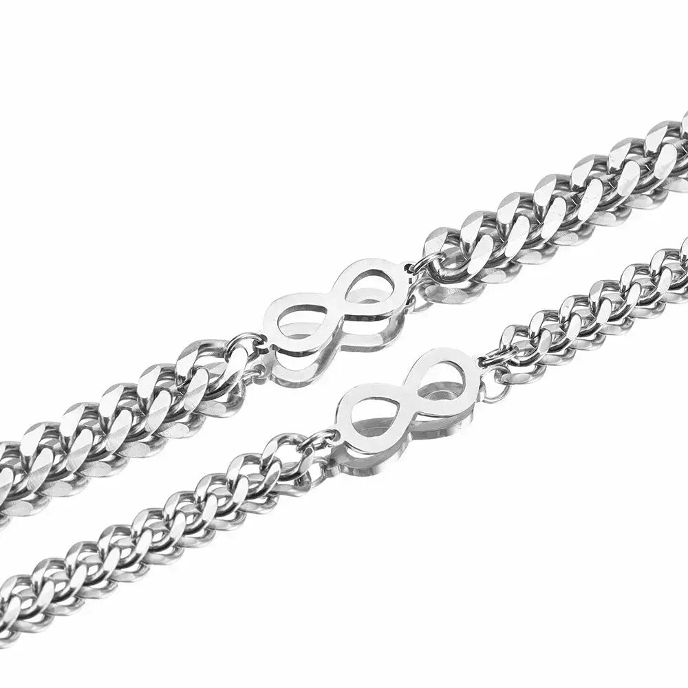 Lovcia Titanium Cuban Chain Bracelet For Men And Women-Bracelets-Steel-Steel