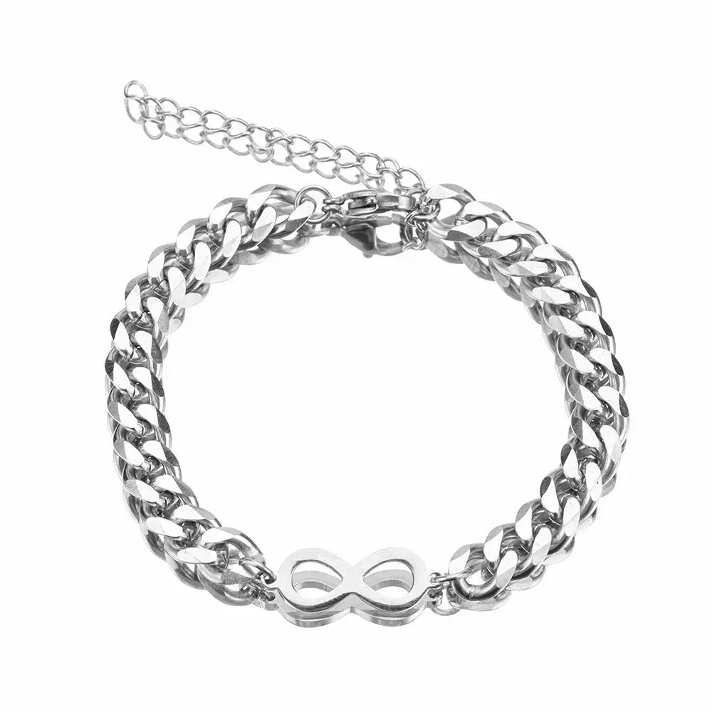 Lovcia Titanium Cuban Chain Bracelet For Men And Women-Bracelets-Steel-Steel