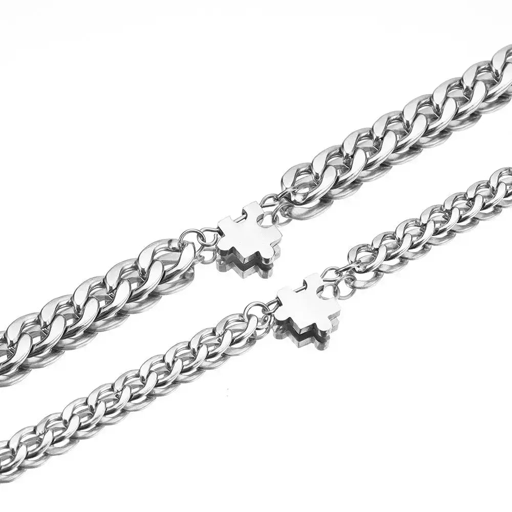 Lovcia Titanium Set Bracelet Jewellery For Men And Women-Bracelets-Steel color-Steel color