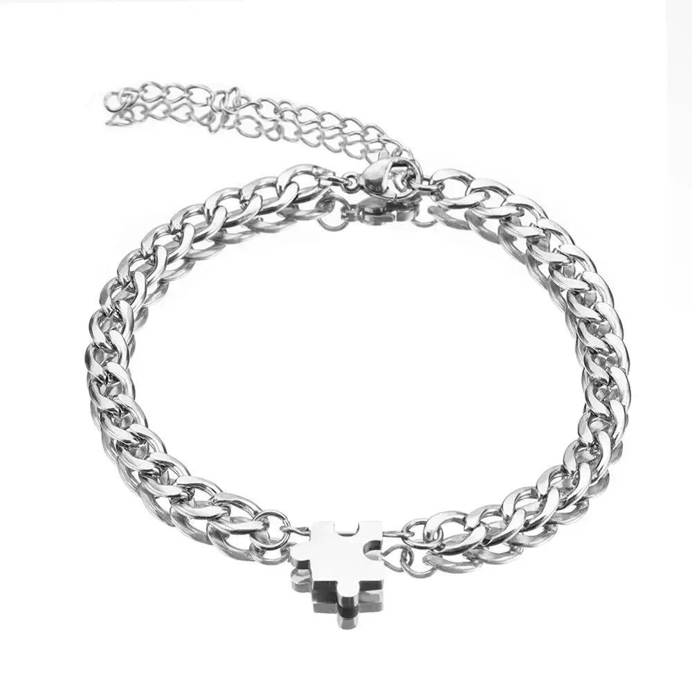 Lovcia Titanium Set Bracelet Jewellery For Men And Women-Bracelets-Steel color-Steel color