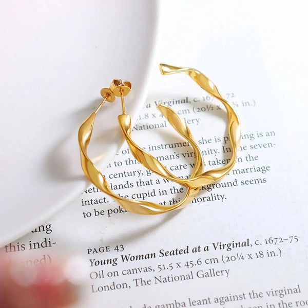 Lovcia Titanium Steel C-Hoop Earrings-Earrings-Gold-One Size-Gold