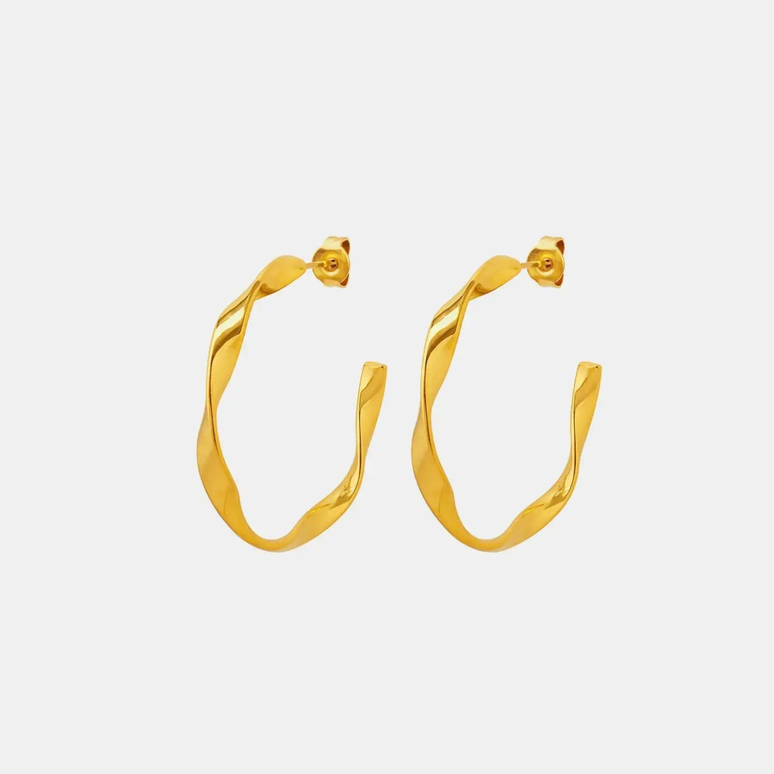 Lovcia Titanium Steel C-Hoop Earrings-Earrings-Gold-One Size-Gold