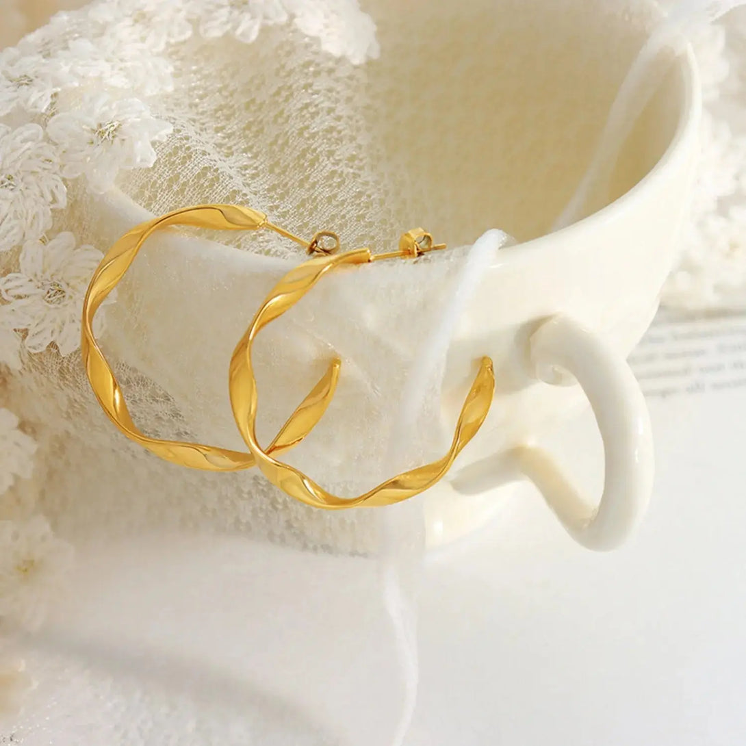 Lovcia Titanium Steel C-Hoop Earrings-Earrings-Gold-One Size-Gold