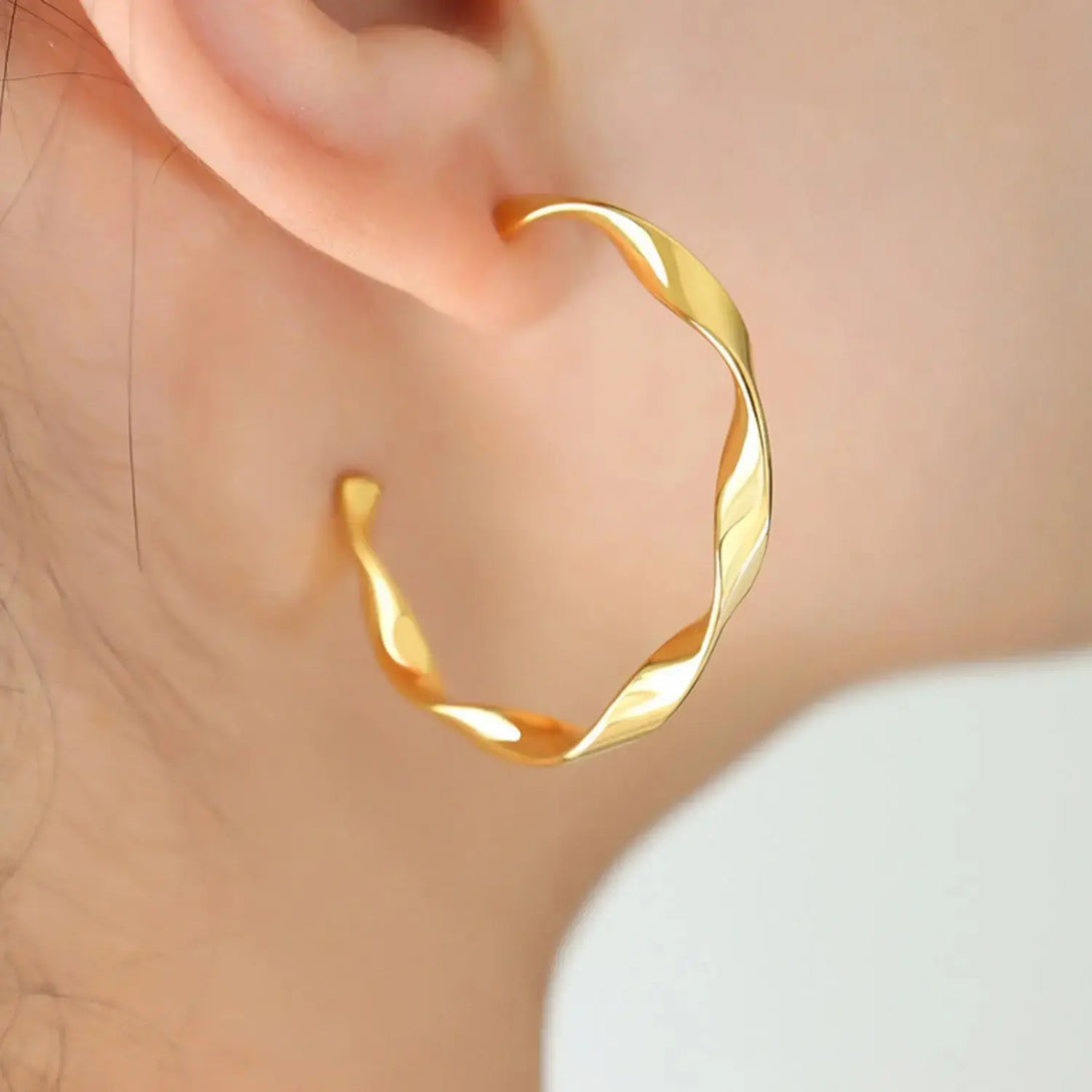 Lovcia Titanium Steel C-Hoop Earrings-Earrings-Gold-One Size-Gold