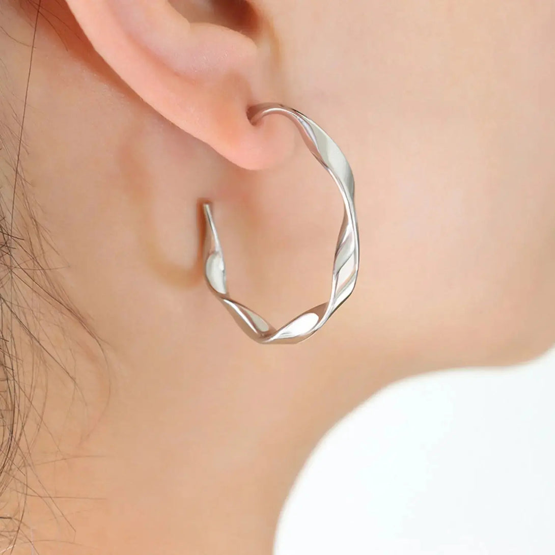 Lovcia Titanium Steel C-Hoop Earrings-Earrings-Gold-One Size-Gold