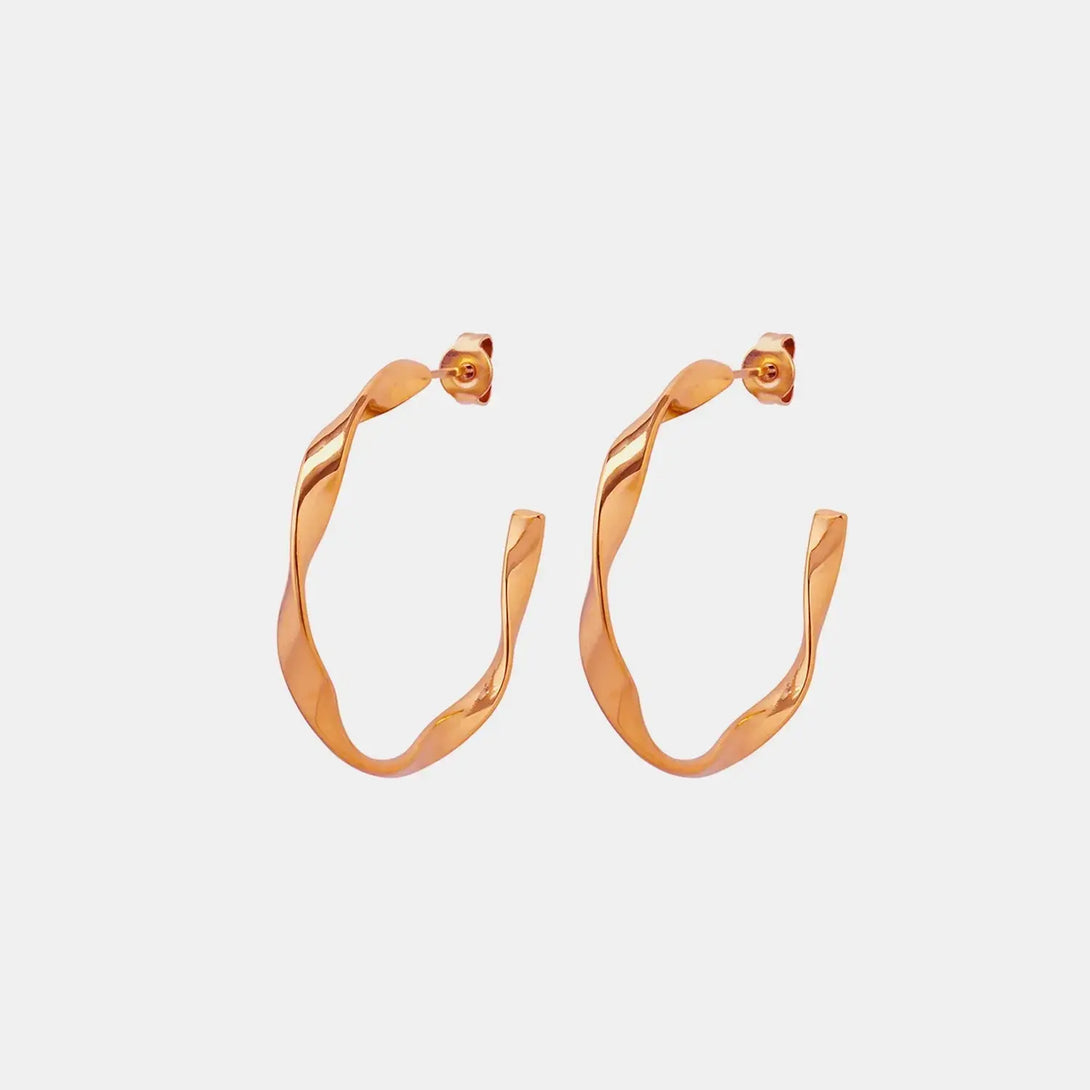 Lovcia Titanium Steel C-Hoop Earrings-Earrings-Rose Gold-One Size-Rose Gold