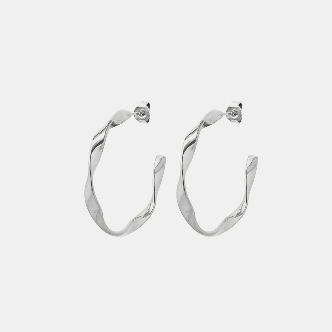 Lovcia Titanium Steel C-Hoop Earrings-Earrings-Silver-One Size-Silver