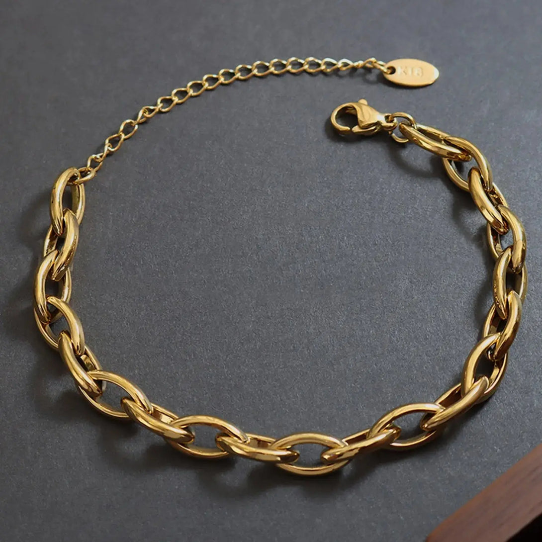 Lovcia Titanium Steel Chain Bracelet-Bracelets-Gold-One Size-Gold