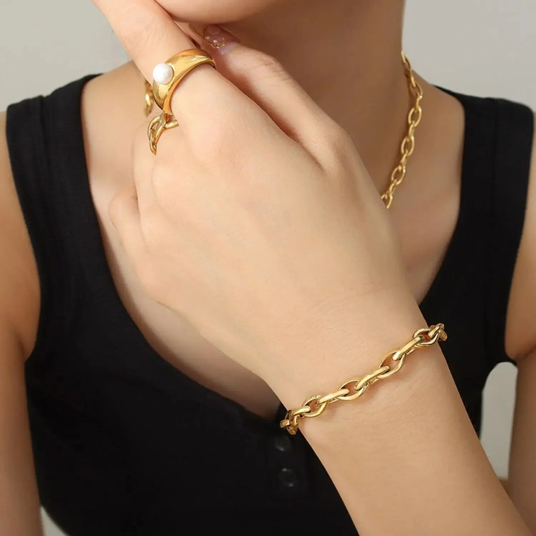 Lovcia Titanium Steel Chain Bracelet-Bracelets-Gold-One Size-Gold