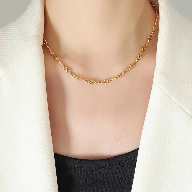 Lovcia Titanium Steel Chain Link Necklace-Necklaces-Gold-One Size-Gold