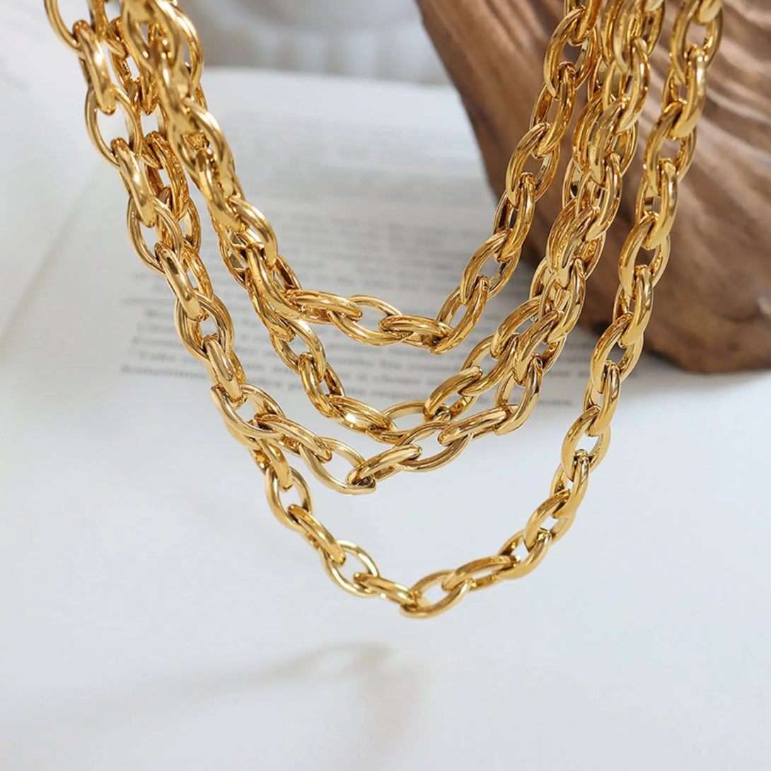 Lovcia Titanium Steel Chain Necklace-Necklaces-Gold-One Size-Gold