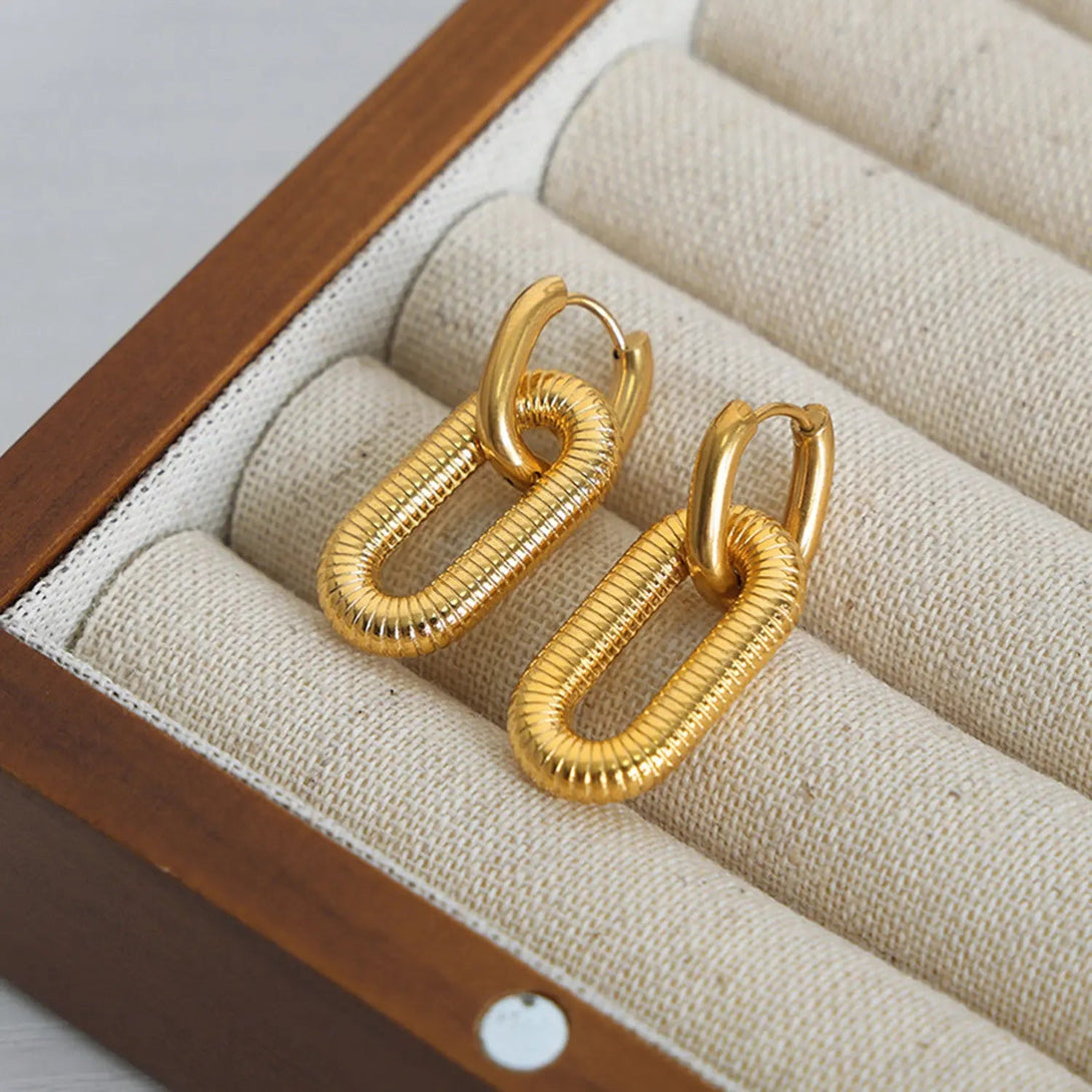 Lovcia Titanium steel Dangle Earrings-Earrings-Gold-One Size-Gold