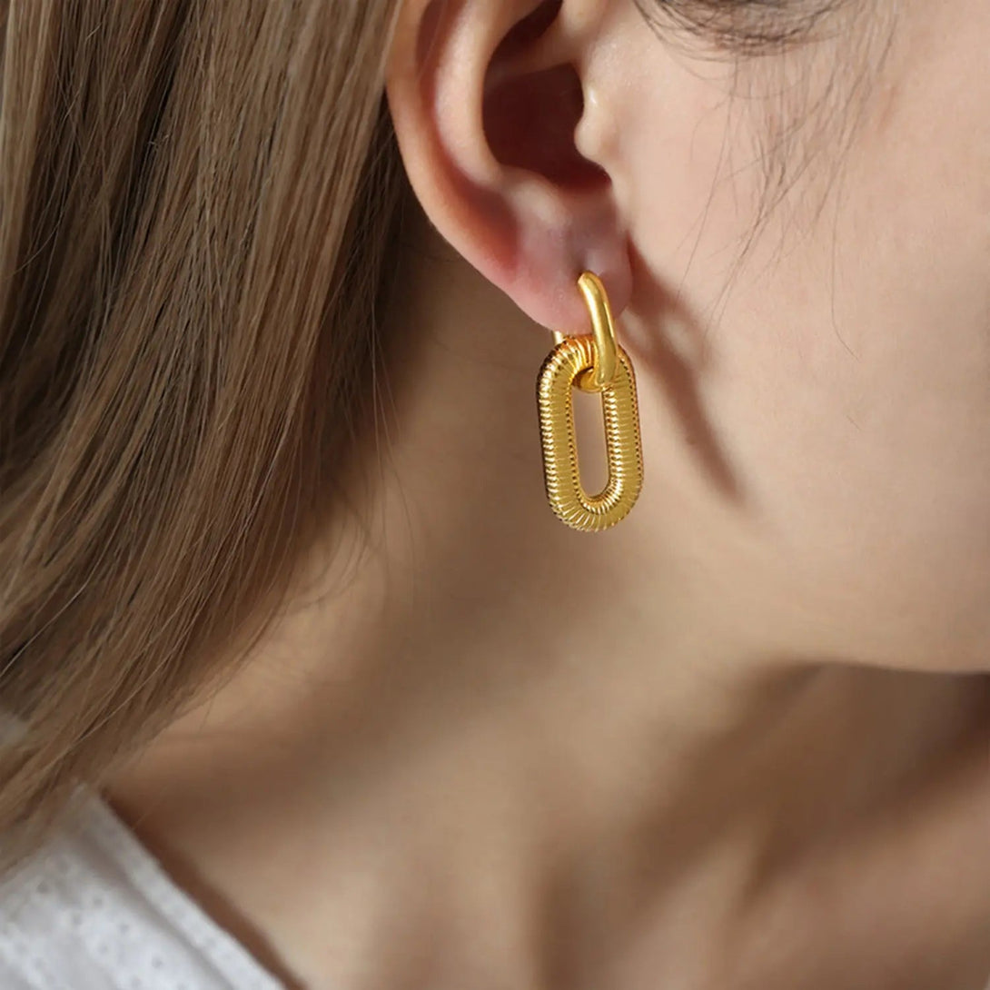 Lovcia Titanium steel Dangle Earrings-Earrings-Gold-One Size-Gold
