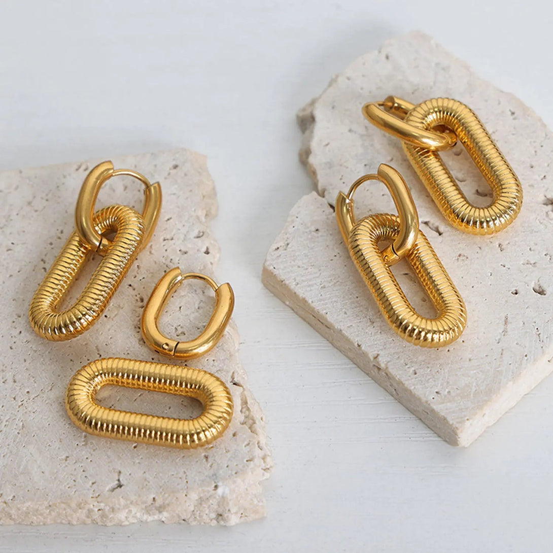 Lovcia Titanium steel Dangle Earrings-Earrings-Gold-One Size-Gold