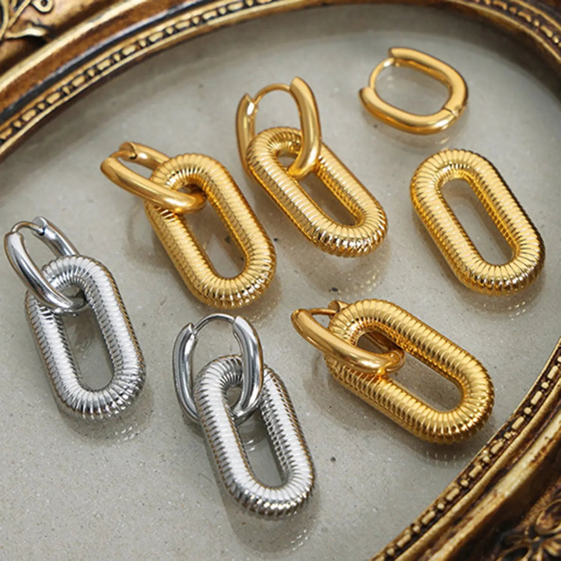 Lovcia Titanium steel Dangle Earrings-Earrings-Gold-One Size-Gold