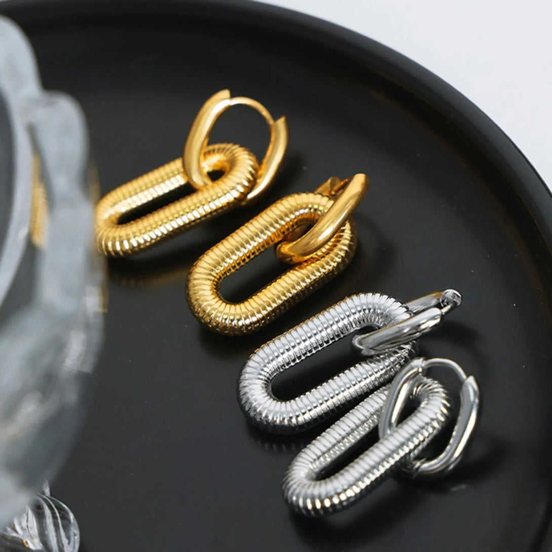 Lovcia Titanium steel Dangle Earrings-Earrings-Gold-One Size-Gold