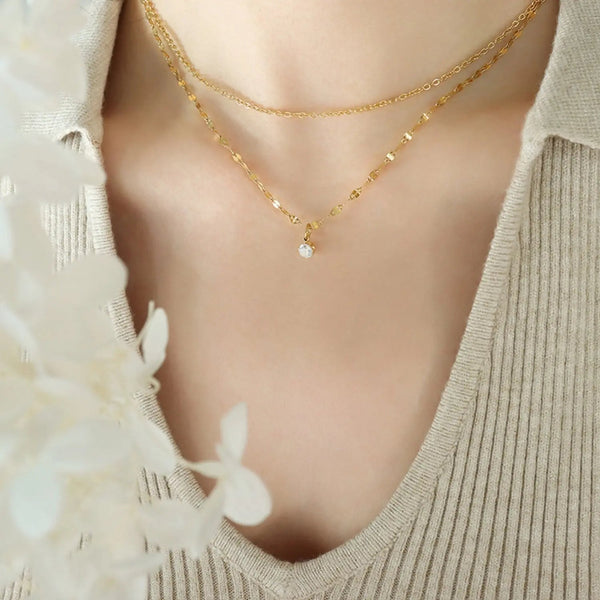Lovcia Titanium Steel Double-Layered Necklace-Necklaces-Gold-One Size-Gold