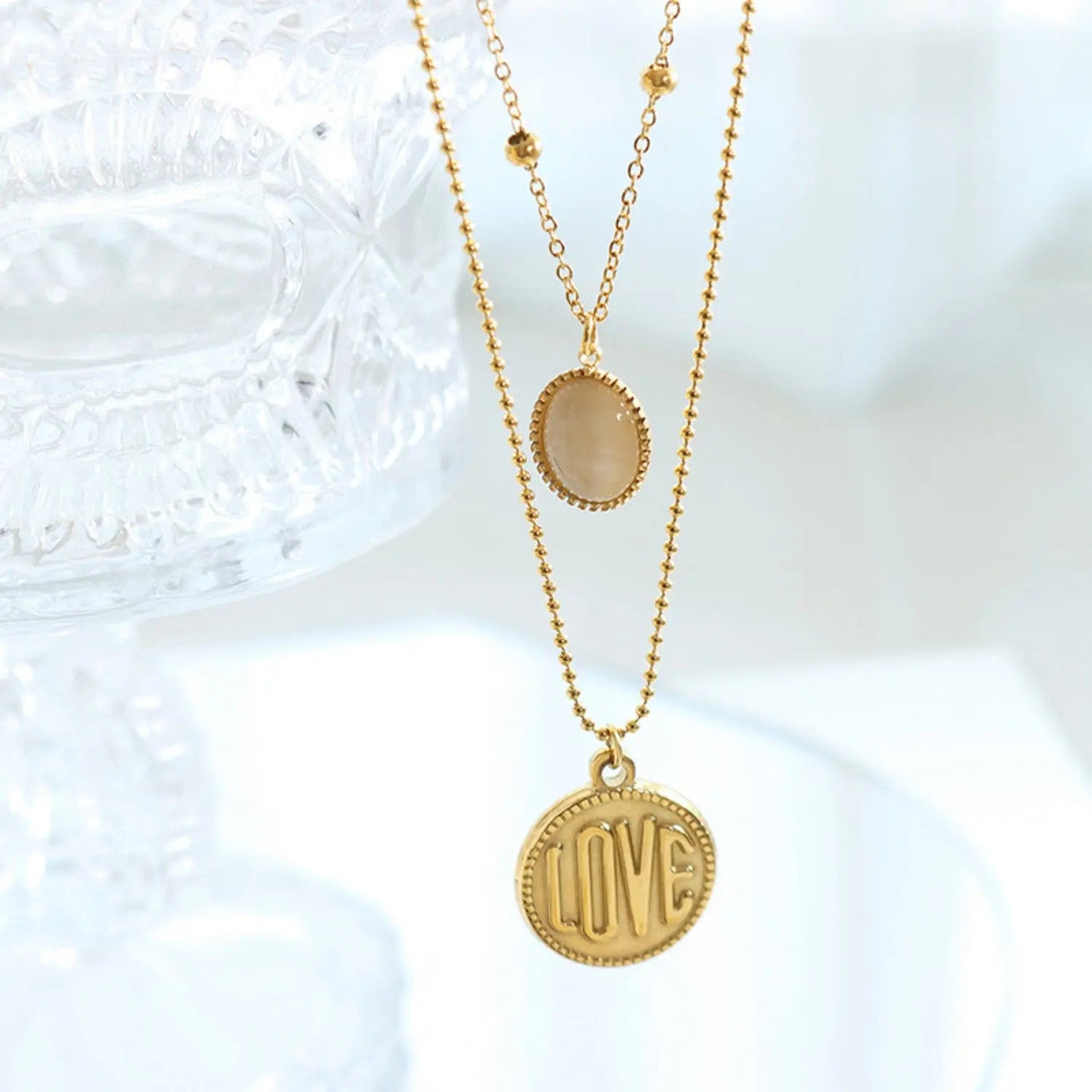 Lovcia Titanium Steel Double-Layered Necklace-Necklaces-Gold-One Size-Gold