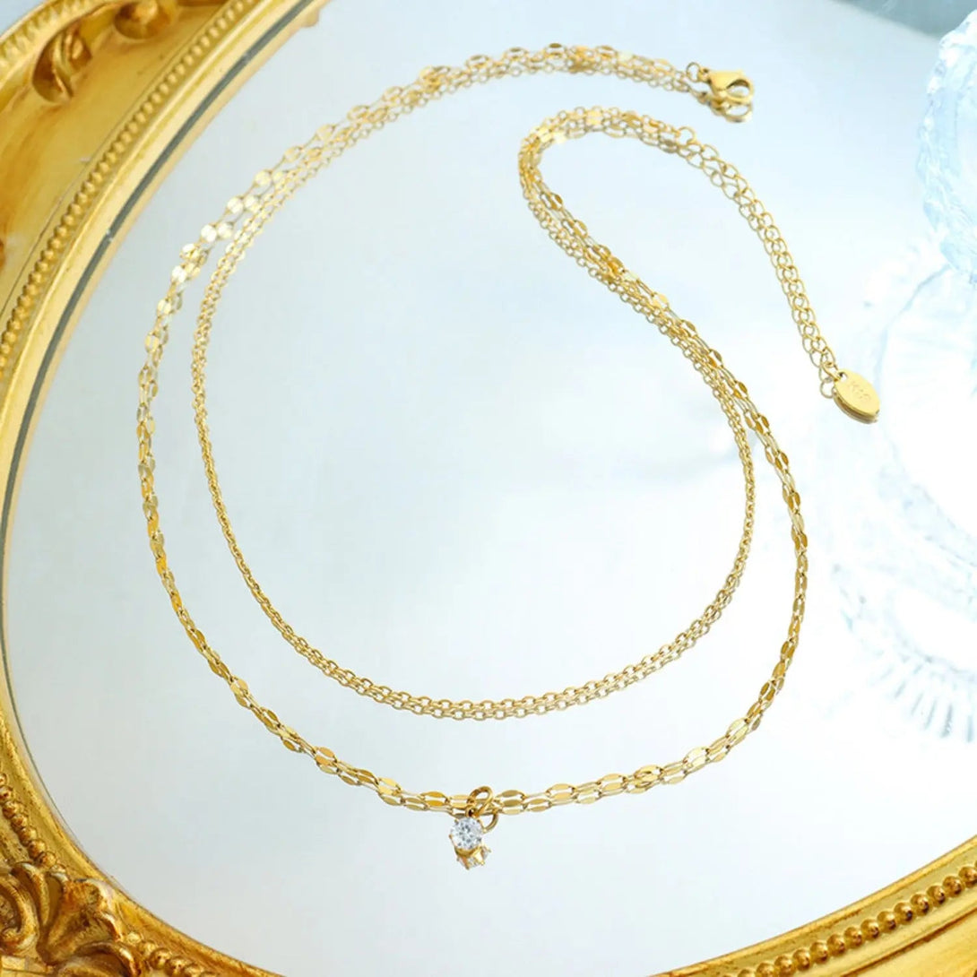 Lovcia Titanium Steel Double-Layered Necklace-Necklaces-Gold-One Size-Gold