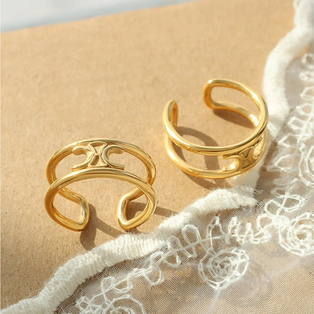 Lovcia Titanium Steel Double-Layered Ring-Rings-Gold-7-Gold