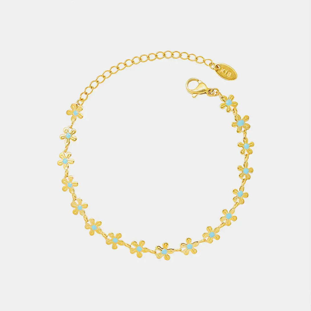 Lovcia Titanium Steel Drip Oil Flower Bracelet-Bracelets-Gold-One Size-Gold
