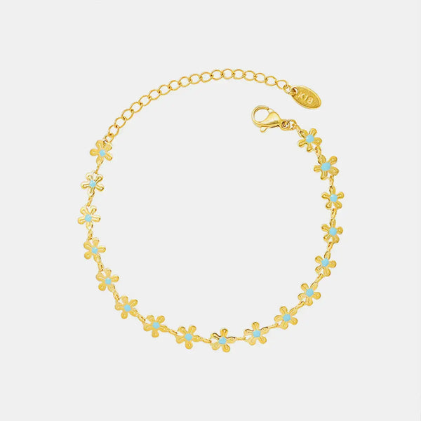 Lovcia Titanium Steel Drip Oil Flower Bracelet-Bracelets-Gold-One Size-Gold
