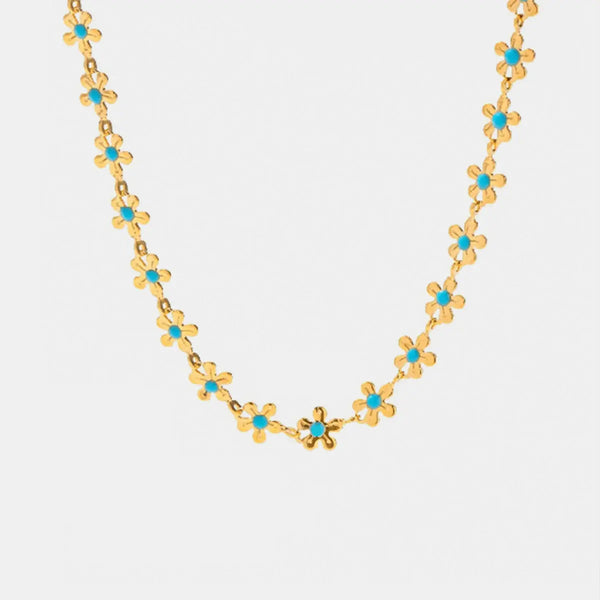 Lovcia Titanium Steel Drip Oil Flower Necklace-Necklaces-Gold-One Size-Gold