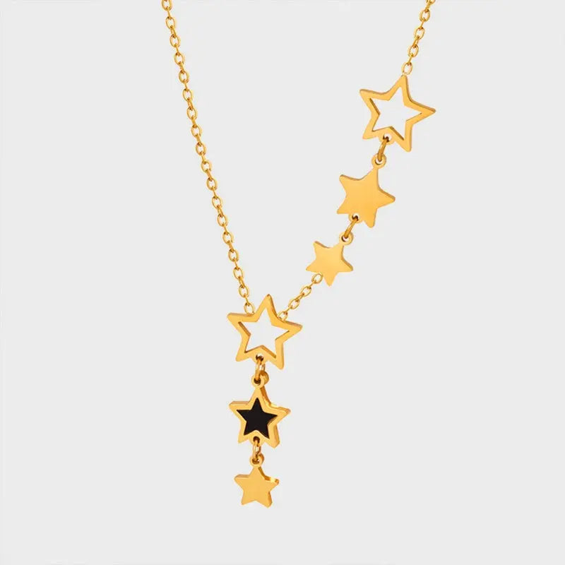 Lovcia Titanium Steel Geometric Drop Necklace-Necklaces-Gold-One Size-Gold