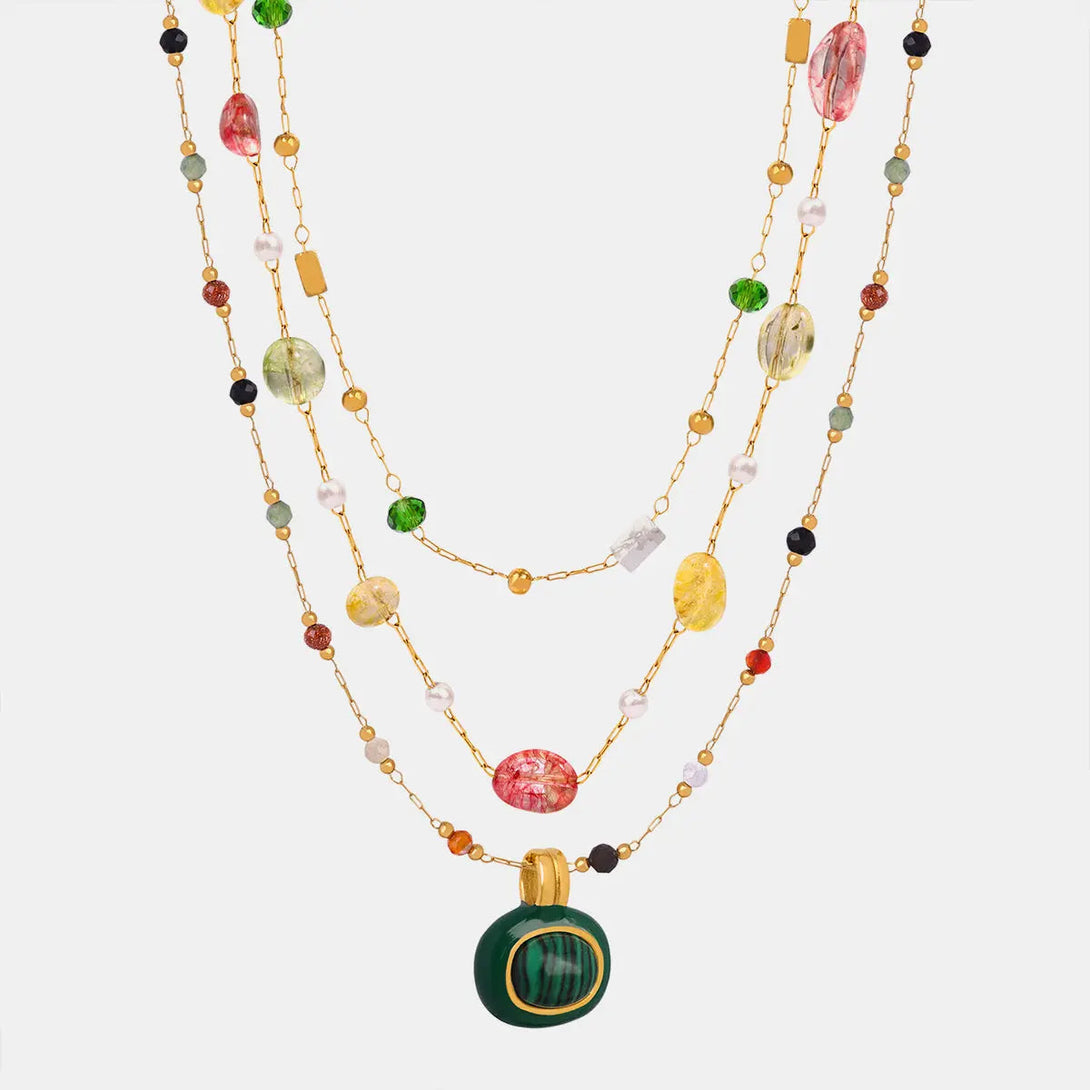 Lovcia Titanium Steel Gold-plated Bead Necklace-Necklaces-Style A-One Size-Style A