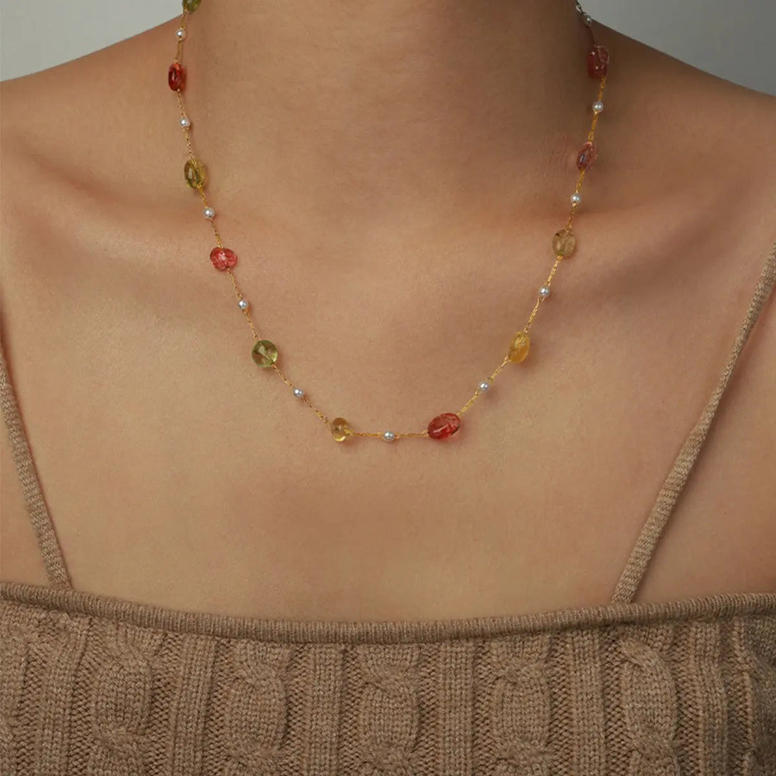 Lovcia Titanium Steel Gold-plated Bead Necklace-Necklaces-Style A-One Size-Style A