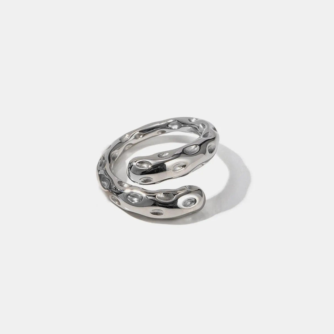 Lovcia Titanium Steel Gold-Plated Bypass Ring-Rings-Silver-One Size-Silver