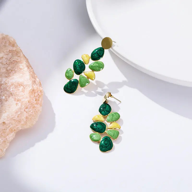 Lovcia Titanium Steel Gold-Plated Drip Glazed Enamel Drop Earrings for Women-Earrings-Style 1-Style 1