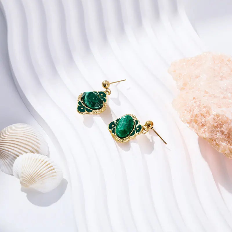 Lovcia Titanium Steel Gold-Plated Drip Glazed Enamel Drop Earrings for Women-Earrings-Style 12-Style 12