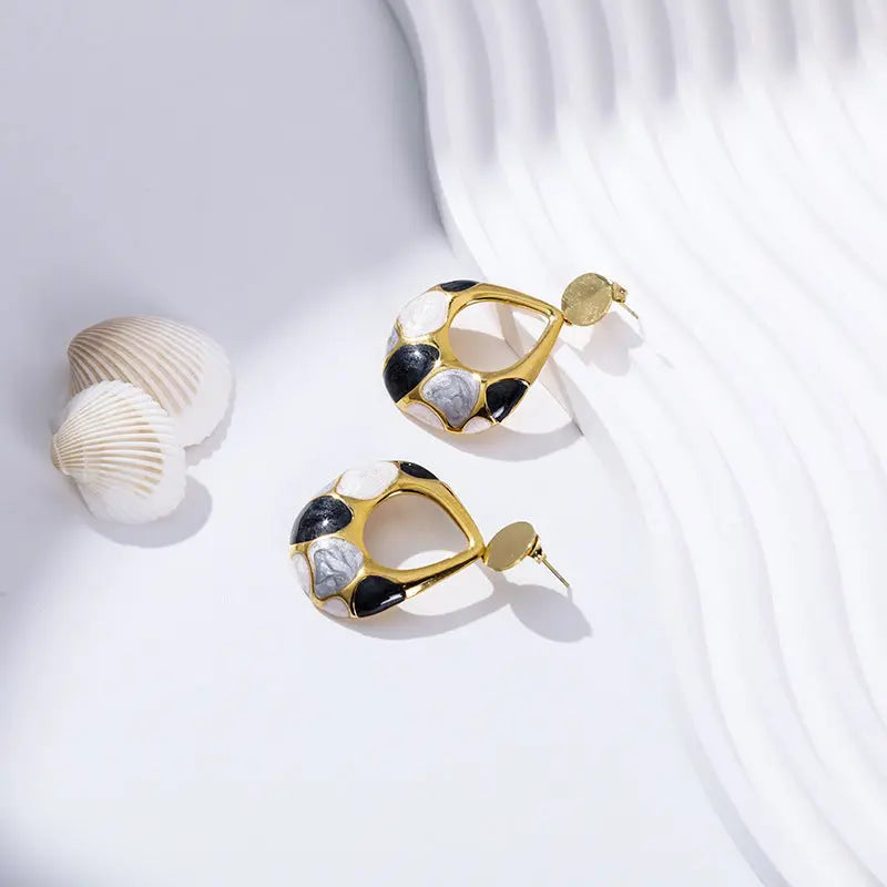 Lovcia Titanium Steel Gold-Plated Drip Glazed Enamel Drop Earrings for Women-Earrings-Style 4-Style 4