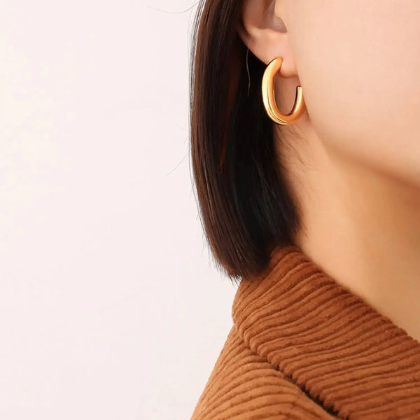 Lovcia Titanium Steel Gold-Plated Earrings-Earrings-Gold-One Size-Gold