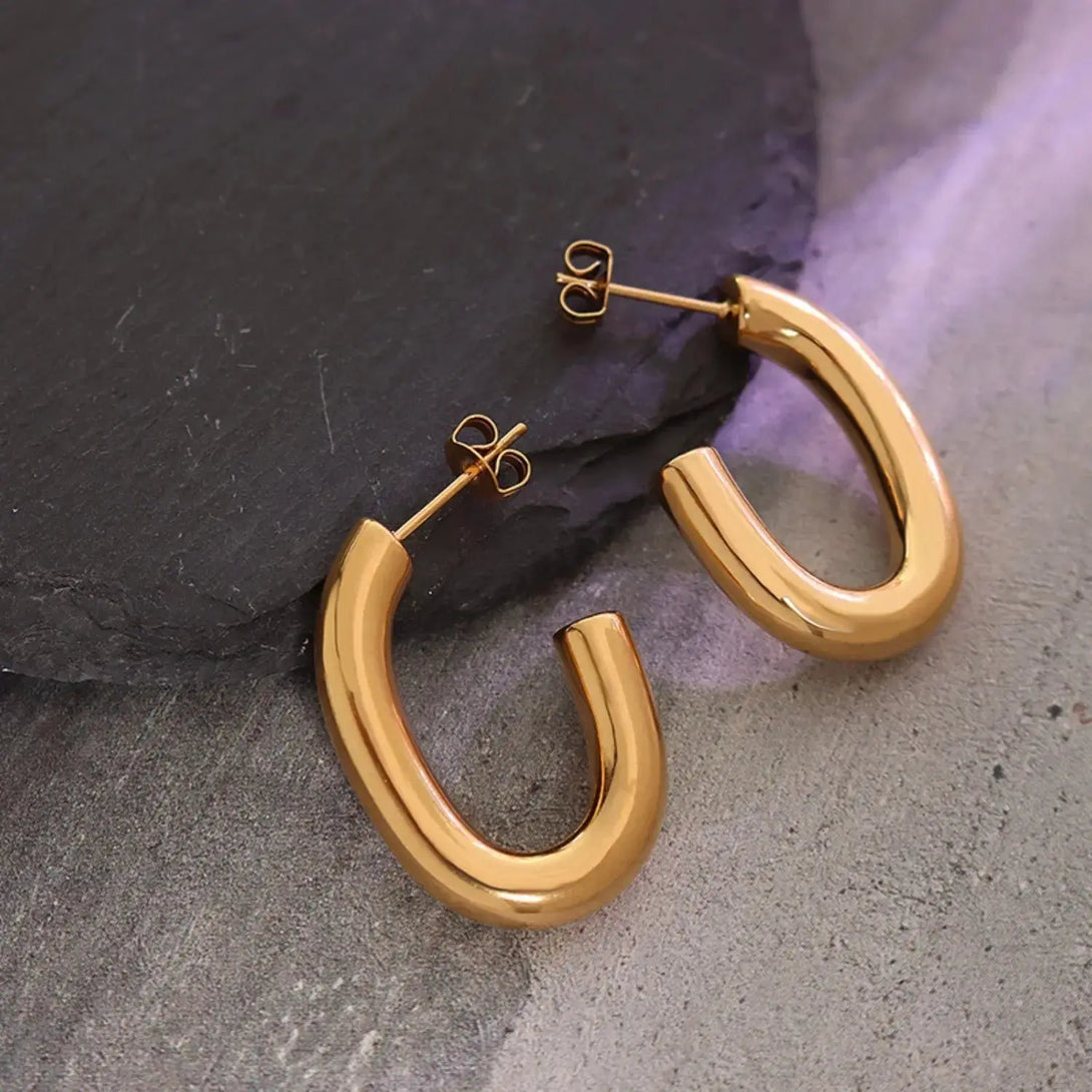 Lovcia Titanium Steel Gold-Plated Earrings-Earrings-Gold-One Size-Gold