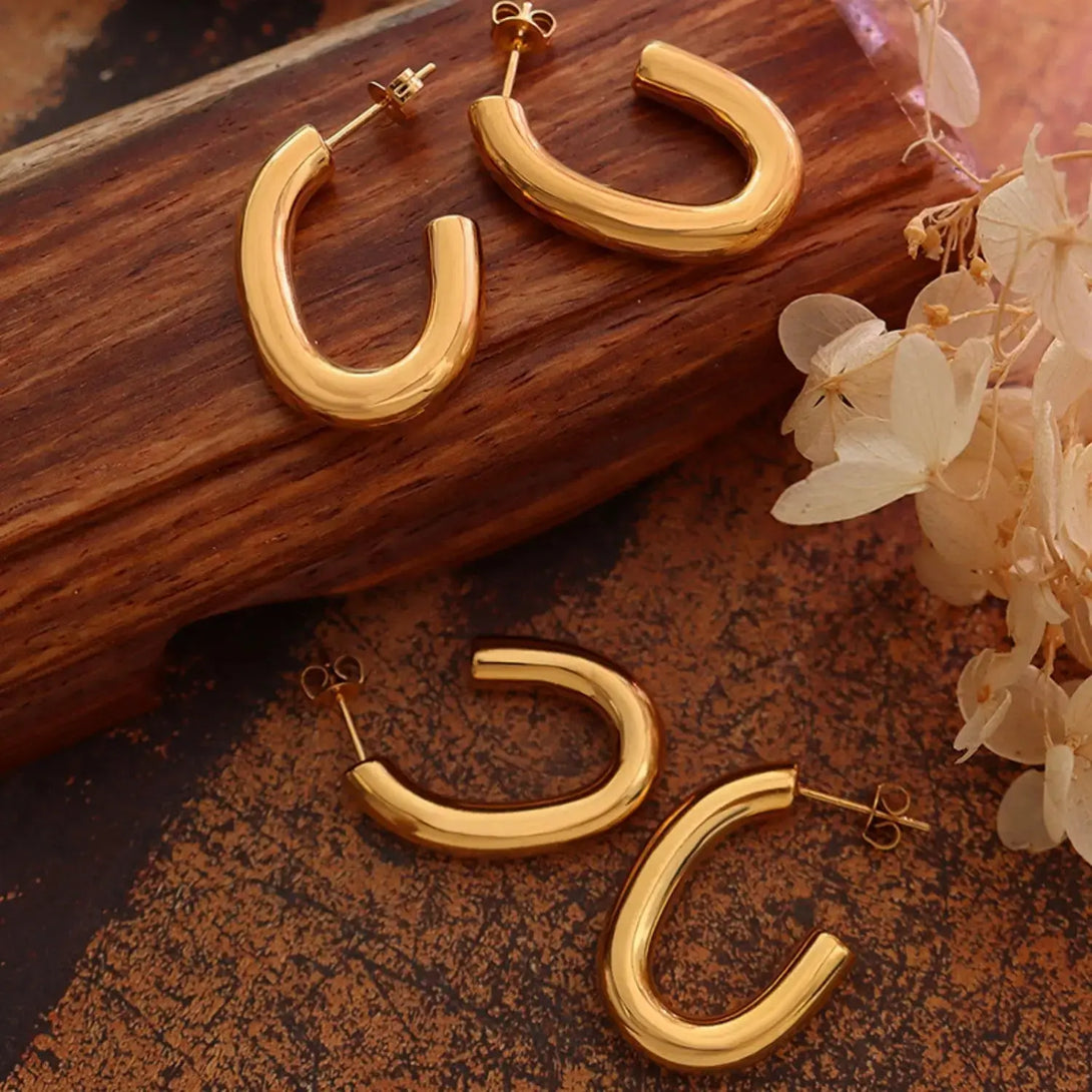 Lovcia Titanium Steel Gold-Plated Earrings-Earrings-Gold-One Size-Gold