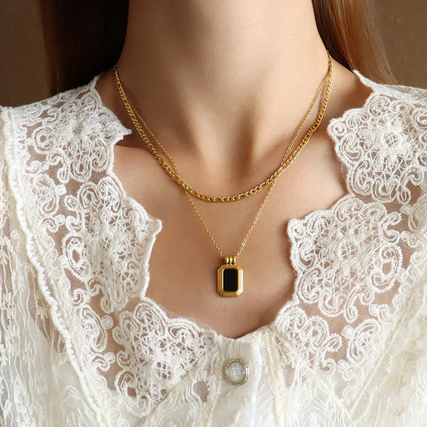 Lovcia Titanium Steel Gold-Plated Pendant Necklace-Necklaces-Gold-One Size-Gold