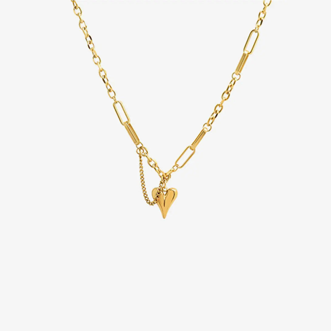 Lovcia Titanium Steel Heart Pendant Necklace-Necklaces-Gold-One Size-Gold