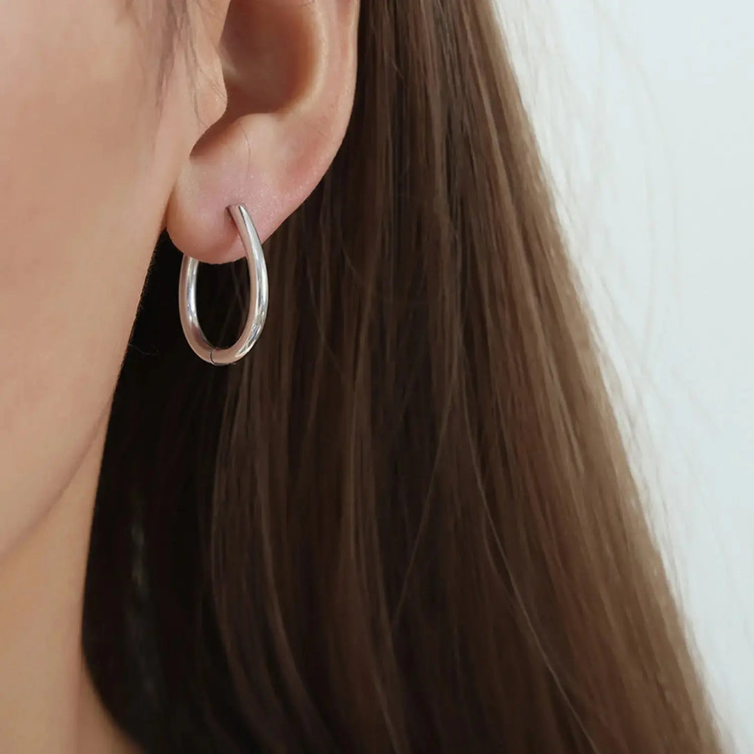 Lovcia Titanium Steel Huggie Earrings-Earrings-Silver-One Size-Silver