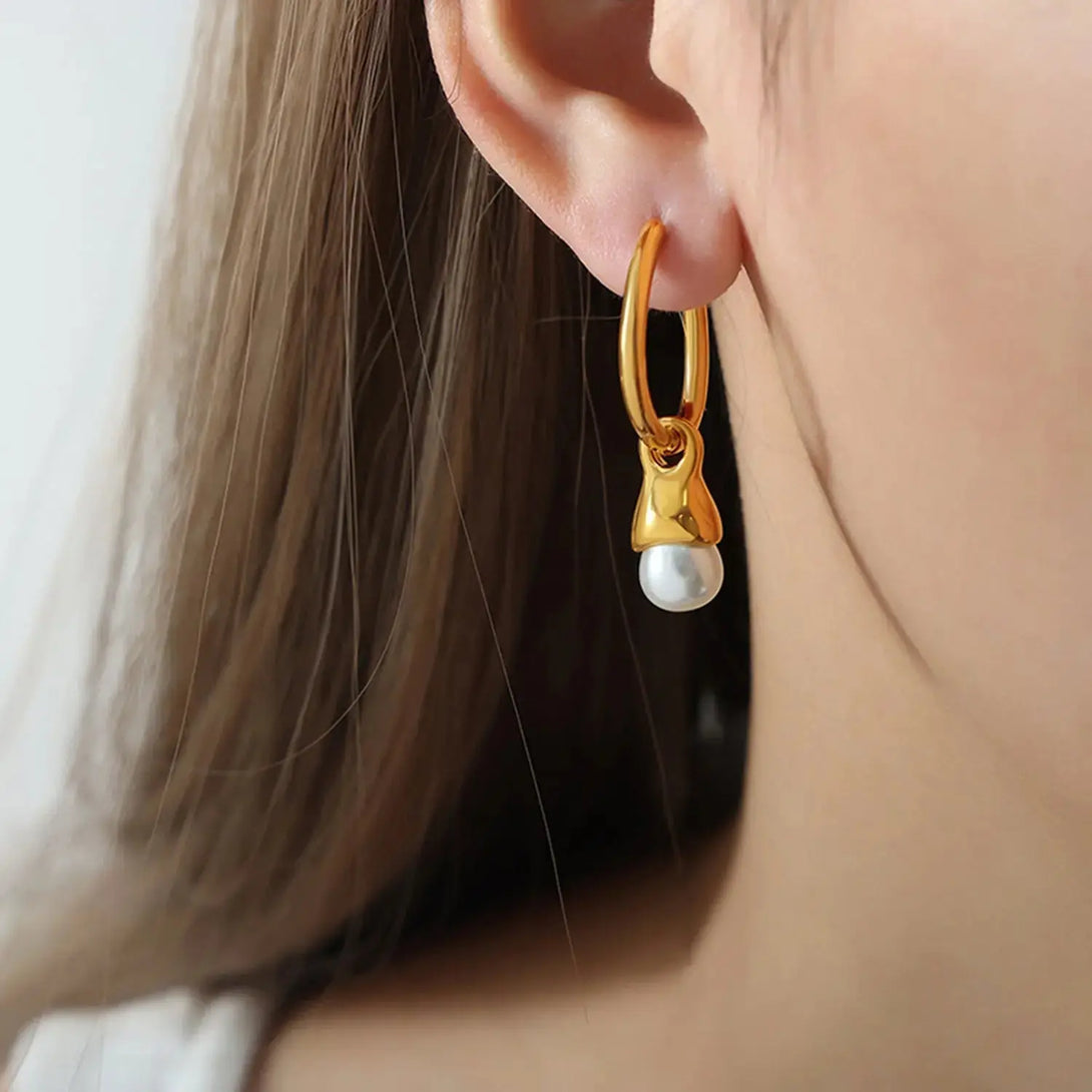 Lovcia Titanium Steel Huggie Earrings-Earrings-White-One Size-White