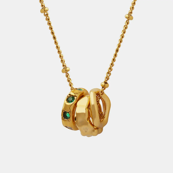 Lovcia Titanium Steel Inlaid Zircon Pendant Necklace-Necklaces-Gold-One Size-Gold