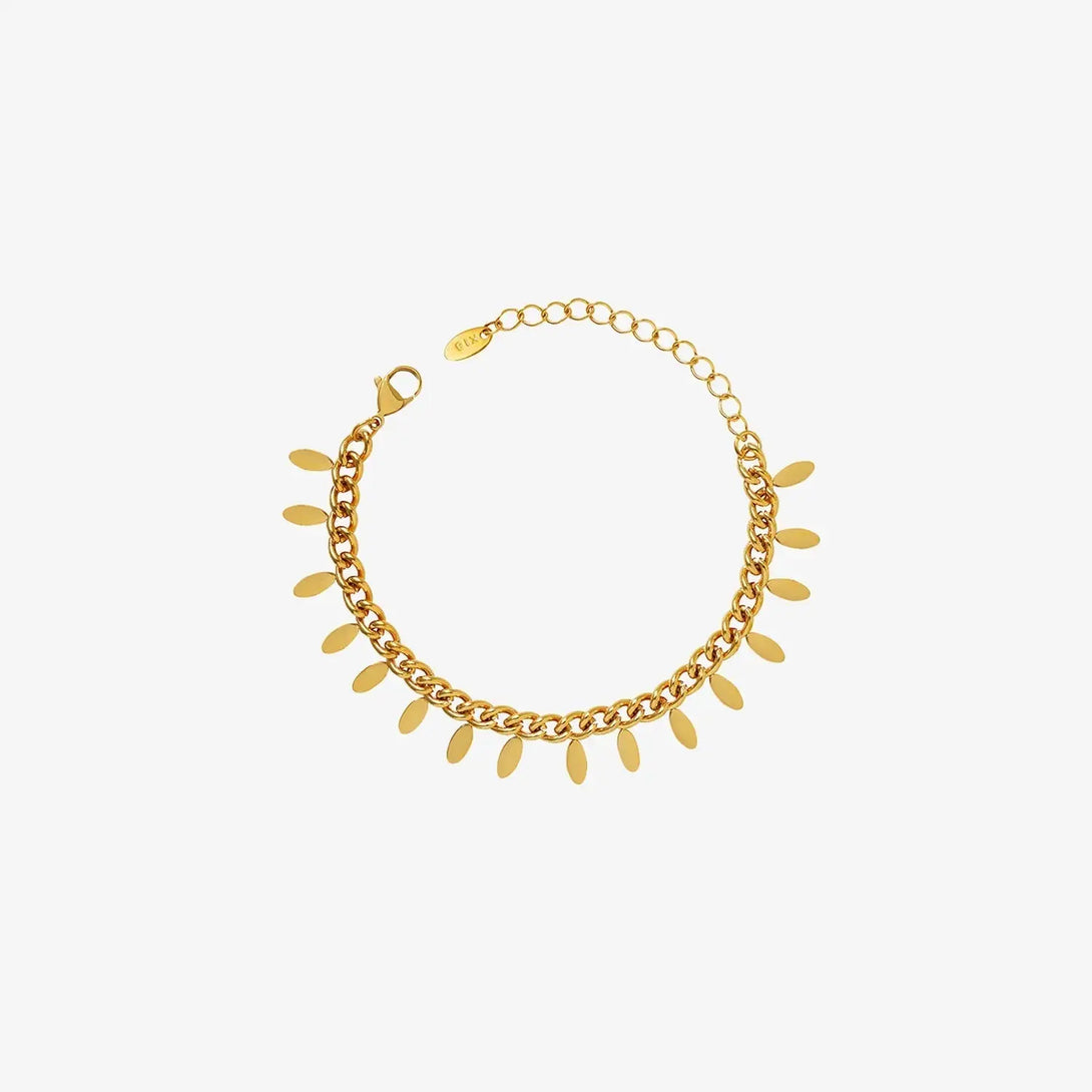 Lovcia Titanium Steel Leaf Charm Bracelet-Bracelets-Gold-One Size-Gold
