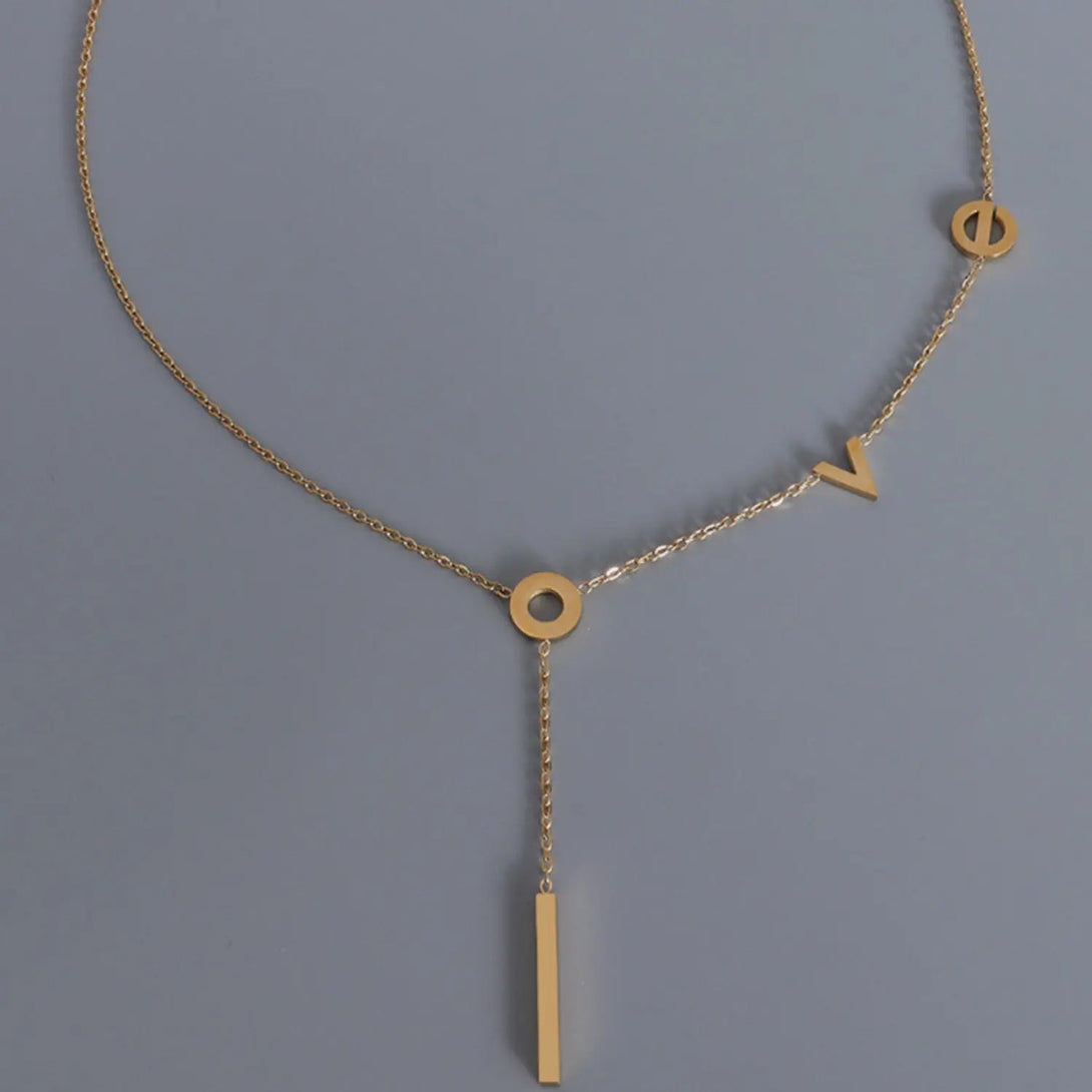 Lovcia Titanium Steel Letter Necklace-Necklaces-Gold-One Size-Gold