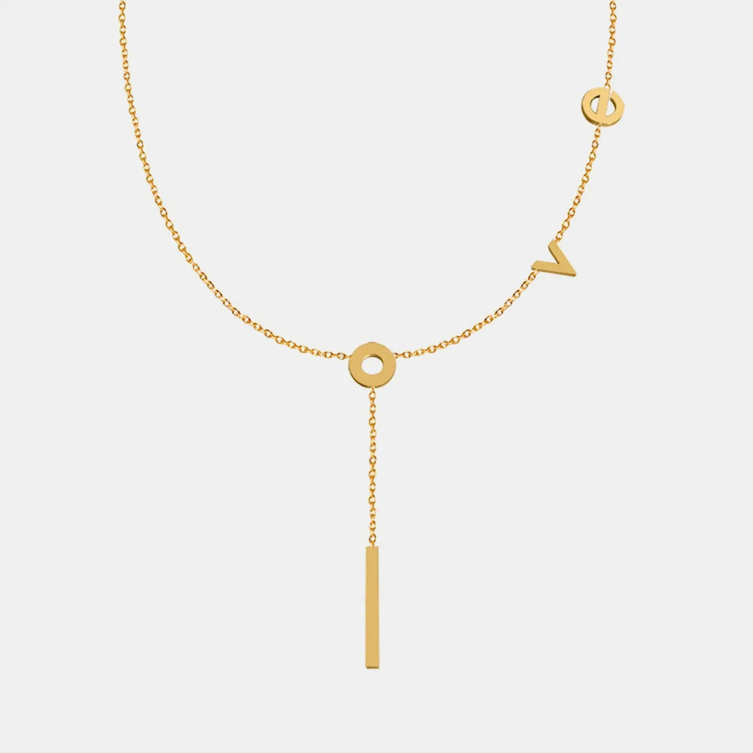 Lovcia Titanium Steel Letter Necklace-Necklaces-Gold-One Size-Gold