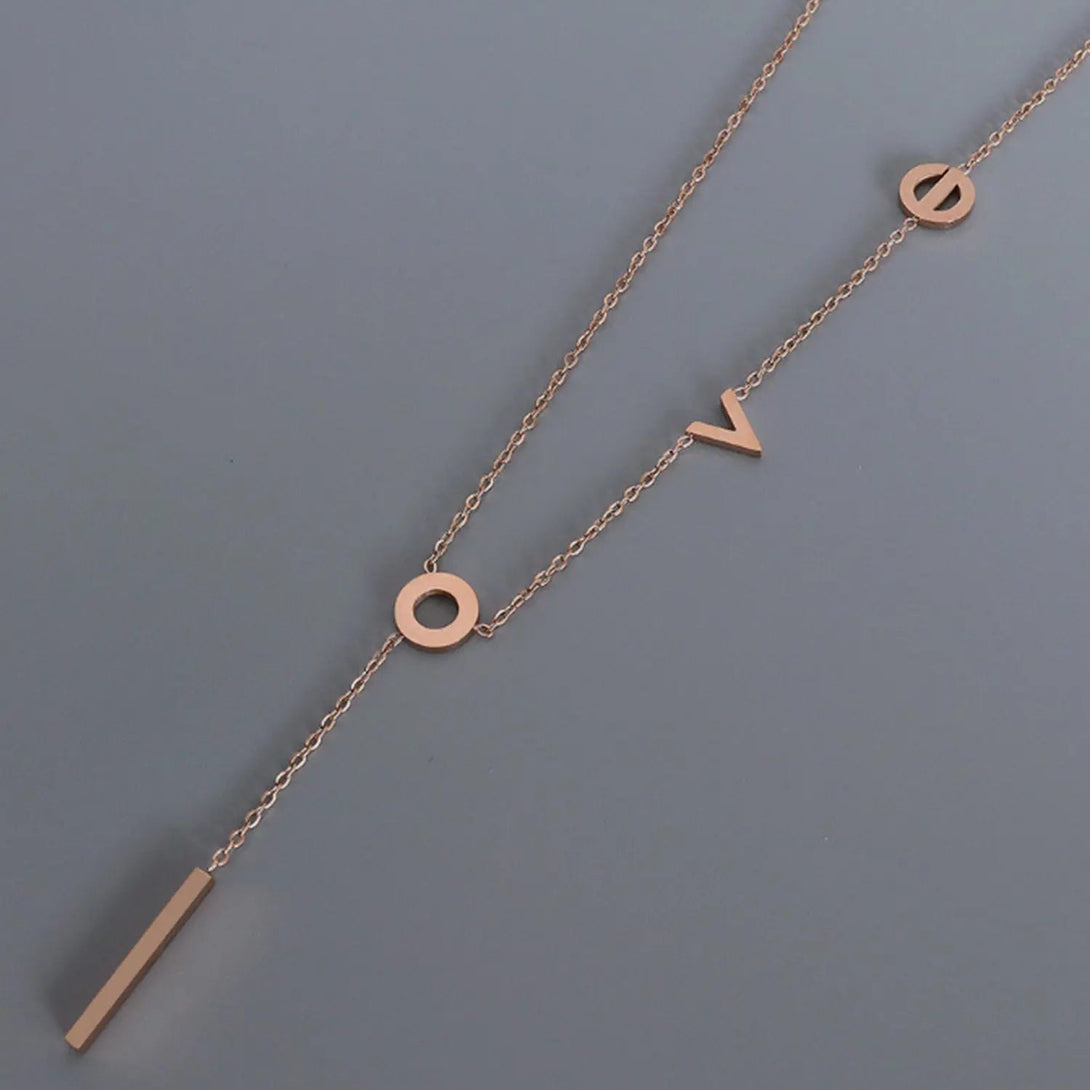 Lovcia Titanium Steel Letter Necklace-Necklaces-Gold-One Size-Gold