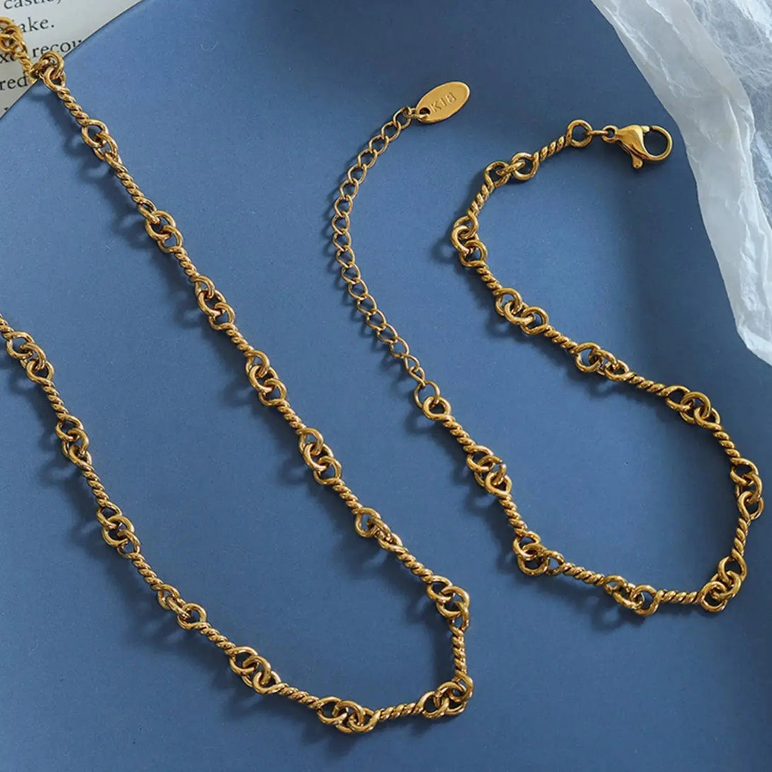 Lovcia Titanium Steel Link Chain Bracelet-Bracelets-Gold-One Size-Gold