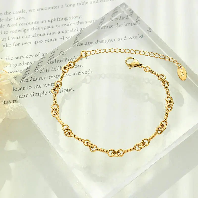 Lovcia Titanium Steel Link Chain Bracelet-Bracelets-Gold-One Size-Gold