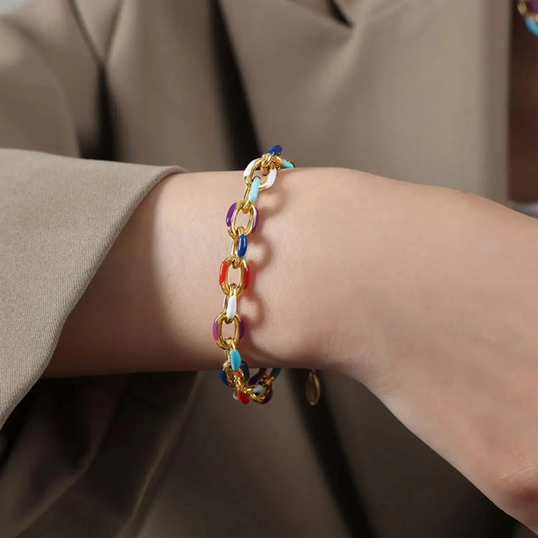 Lovcia Titanium Steel Oil Drip Chain Bracelet-Bracelets-Gold-One Size-Gold