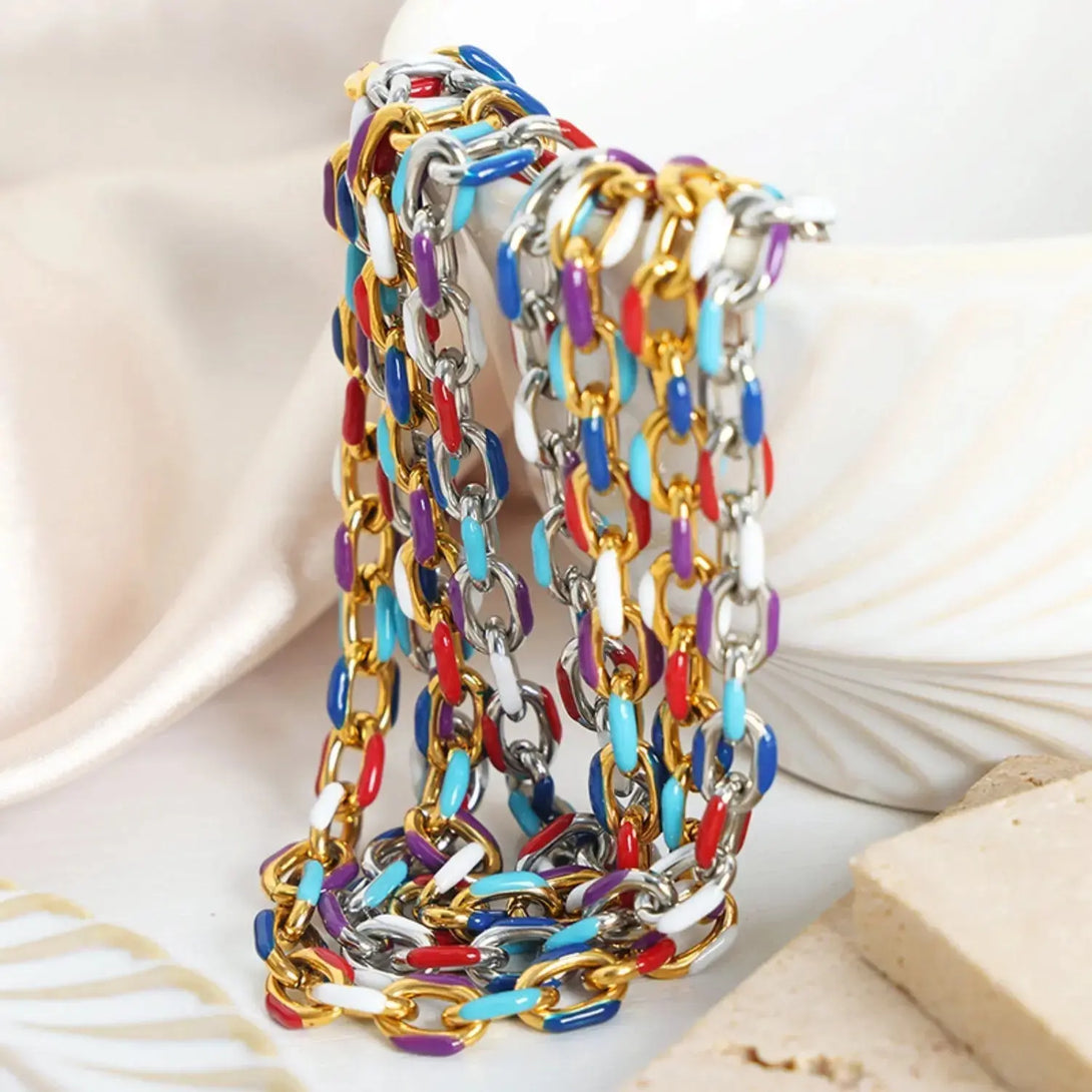 Lovcia Titanium Steel Oil Drip Chain Bracelet-Bracelets-Gold-One Size-Gold